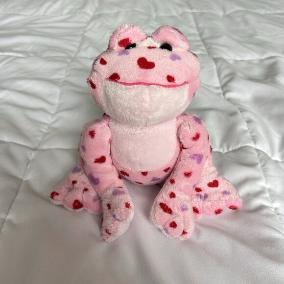 Ganz Webkinz Plush Love Frog Pink Red Hearts Stuffed Animal HM144 - NO CODE - Picture 1 of 7